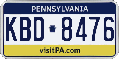 PA license plate KBD8476