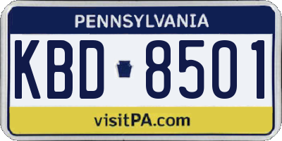 PA license plate KBD8501