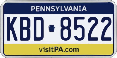 PA license plate KBD8522