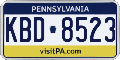 PA license plate KBD8523