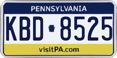 PA license plate KBD8525