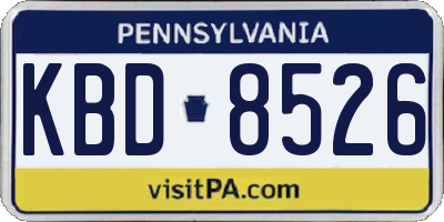 PA license plate KBD8526