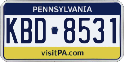PA license plate KBD8531