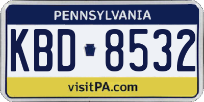 PA license plate KBD8532