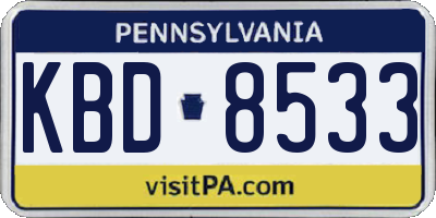 PA license plate KBD8533