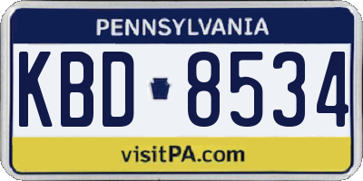 PA license plate KBD8534