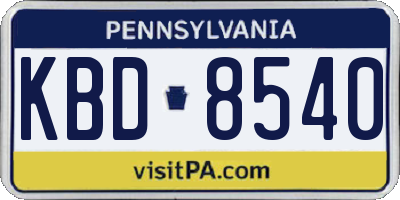 PA license plate KBD8540