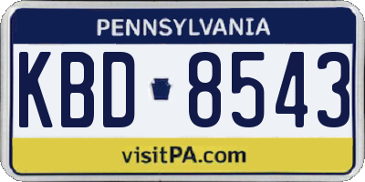 PA license plate KBD8543