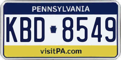 PA license plate KBD8549