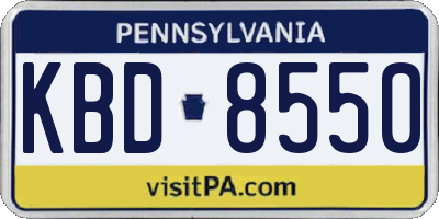PA license plate KBD8550