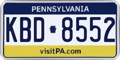PA license plate KBD8552