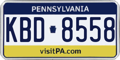 PA license plate KBD8558