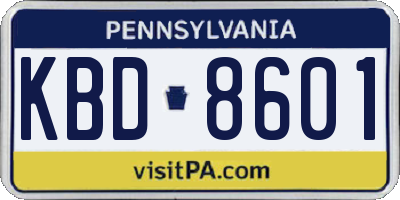 PA license plate KBD8601