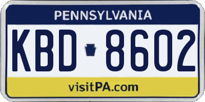 PA license plate KBD8602
