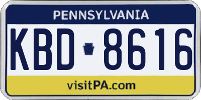 PA license plate KBD8616