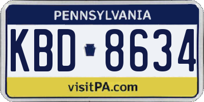 PA license plate KBD8634