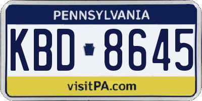 PA license plate KBD8645