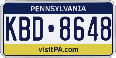 PA license plate KBD8648