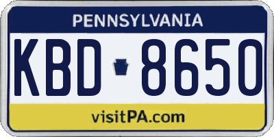 PA license plate KBD8650