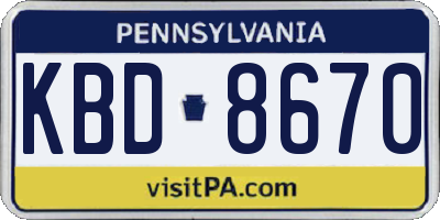 PA license plate KBD8670