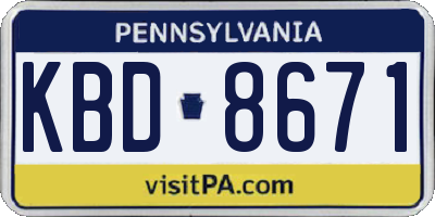 PA license plate KBD8671