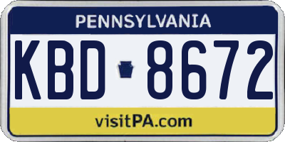 PA license plate KBD8672