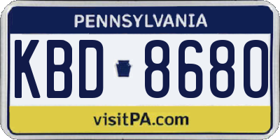 PA license plate KBD8680