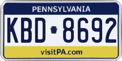 PA license plate KBD8692