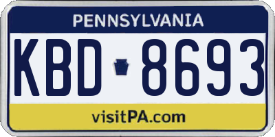 PA license plate KBD8693