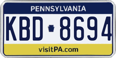 PA license plate KBD8694