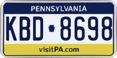 PA license plate KBD8698