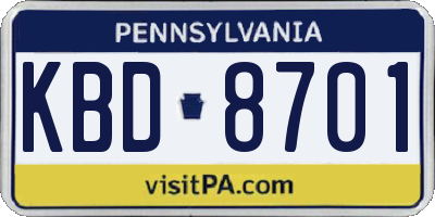 PA license plate KBD8701