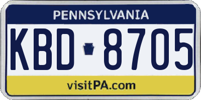 PA license plate KBD8705
