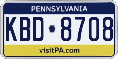 PA license plate KBD8708
