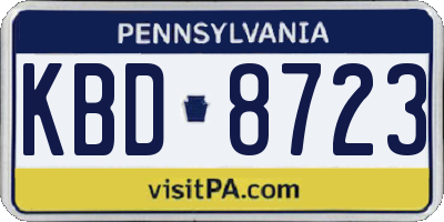 PA license plate KBD8723