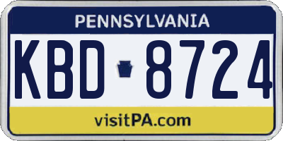 PA license plate KBD8724