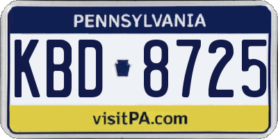 PA license plate KBD8725
