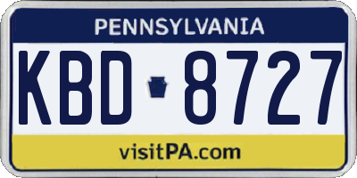 PA license plate KBD8727