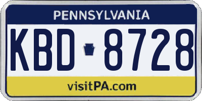 PA license plate KBD8728