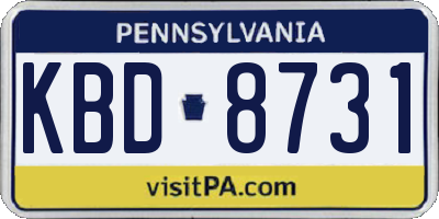 PA license plate KBD8731