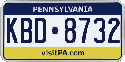 PA license plate KBD8732