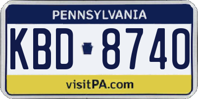 PA license plate KBD8740
