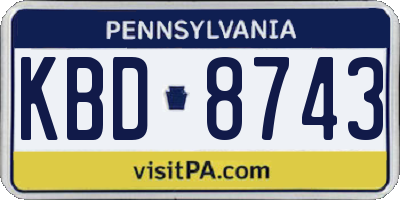PA license plate KBD8743