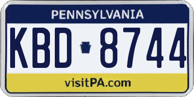 PA license plate KBD8744