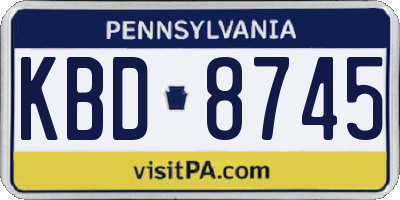 PA license plate KBD8745