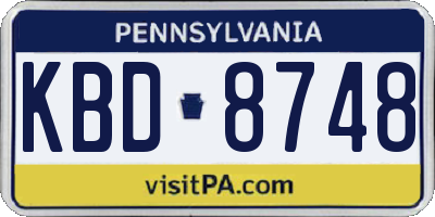 PA license plate KBD8748
