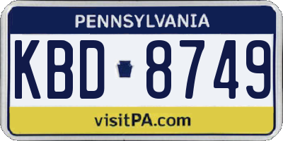 PA license plate KBD8749