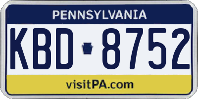 PA license plate KBD8752