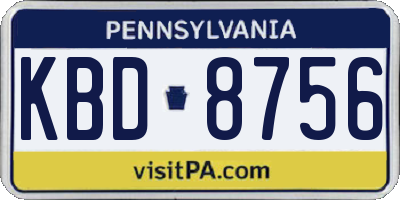 PA license plate KBD8756