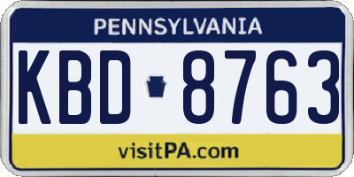 PA license plate KBD8763